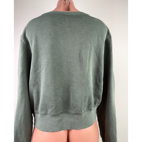 Victoria's Secret PINK Long Sleeve Pullover Fleece Green Crop Sweatshirt Size XL - Picture 5 of 10